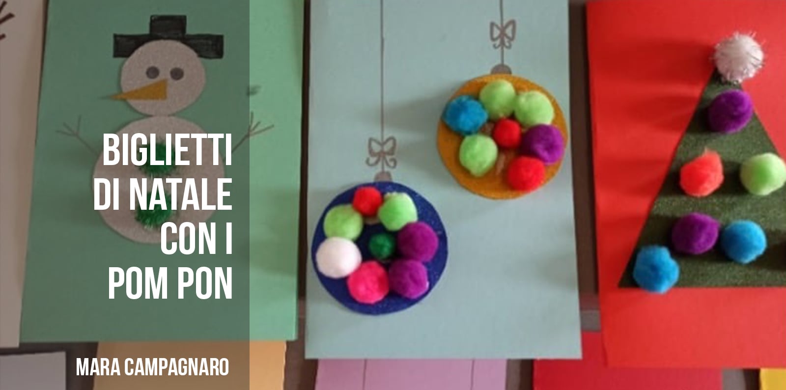 BIGLIETTI DI NATALE CON I POM PON